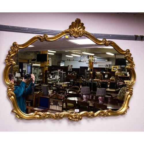 78 - ORNATE GILT WOOD OVERMANTLE MIRROR 120L X 90H CM