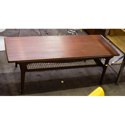 6 - 1960’S DANISH TEAK AND CORD COFFEE TABLE WITH REVERSIBLE TOP 126L X 53D X 43H CM