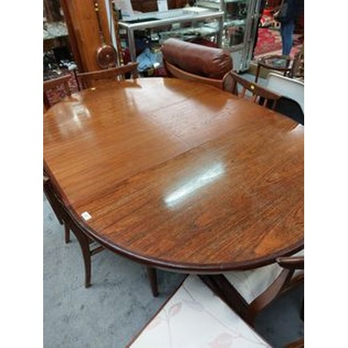 17 - ROUND G PLAN TABLE 120cm diameter + leaf + 6 AFROMOSIA TEAK CHAIRS