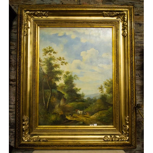 105 - LARGE OIL PAINTING IN ORNATE FRAME . 140 X 170CM