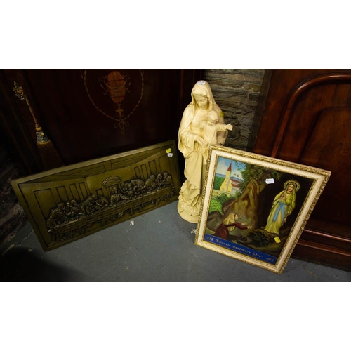 116 - COLLECTION OF RELIGIOUS ITEMS, VASES ETC