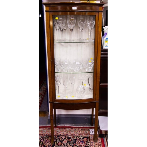 65 - BOW FRONT MAHOGANY DISPLAY CABINET 60 X 40 CM X 155CM HIGH