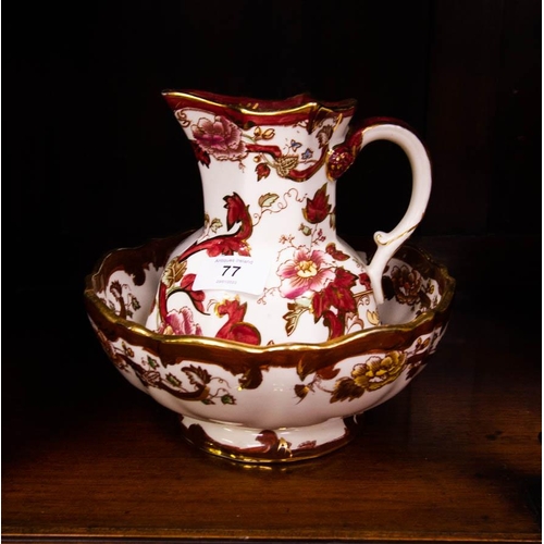 77 - MASONS RED MANDALAY TEA POT, JUG, BOWL AND VASE