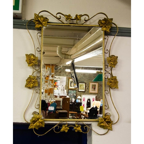 49 - ROUND CONVEX MIRROR, GILT MIRROR + METAL FRAME MIRROR