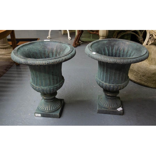 104 - PAIR OF BRONZED CAST URNS 48H CM