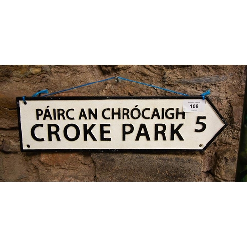 108 - CROKE PARK CAST SIGN 38W X 10H CM