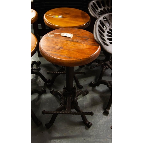 180 - PAIR OF TIMBER TOP GARDEN STOOLS