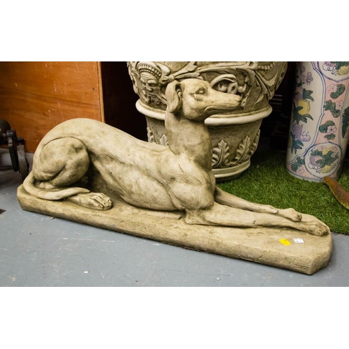 193 - PAIR OF STONE GREYHOUNDS 84L X 40H CM