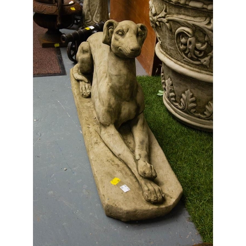 193 - PAIR OF STONE GREYHOUNDS 84L X 40H CM