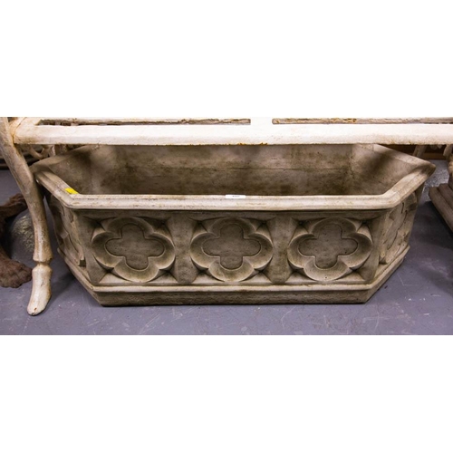 400 - PAIR OF GOTHIC TROUGH PLANTERS 90 X 35 X 30H CM