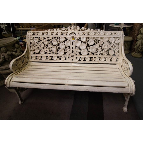 437 - CAST IRON LEAF BENCH WITH TIMBER SLATTED SEAT 140L X 70D X 90H CM
The buyer of this lot has an optio... 