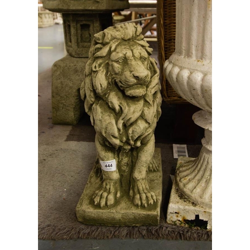 444 - PAIR OF STONE LIONS 40H CM