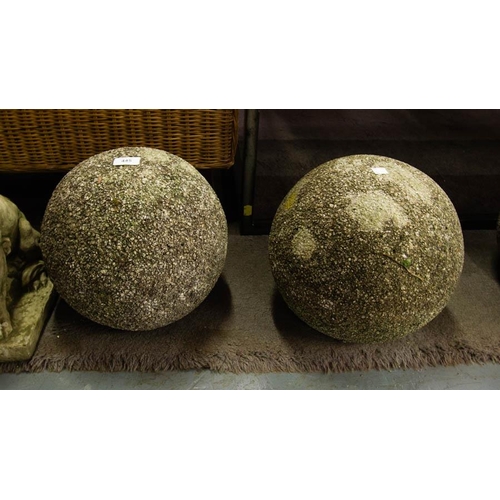 445 - PAIR OF STONE BALLS 27H CM