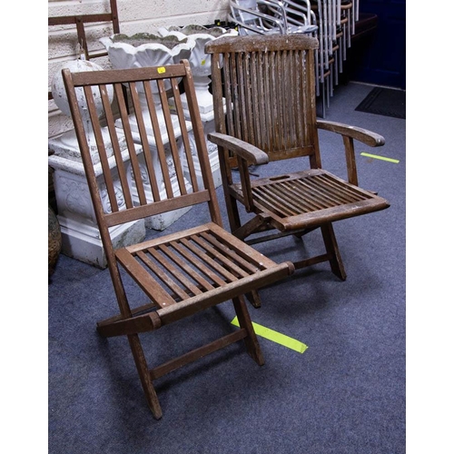 517 - TIMBER GARDEN BENCH AF + 2 ODD TIMBER FOLDING CHAIRS