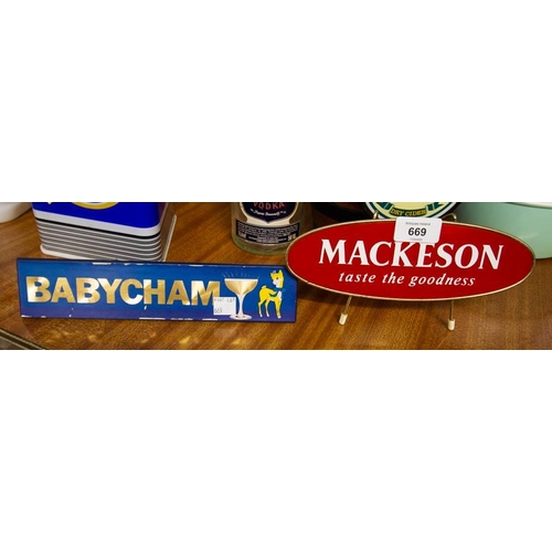 669 - MACKESON SIGN + BABYCHAM SIGN