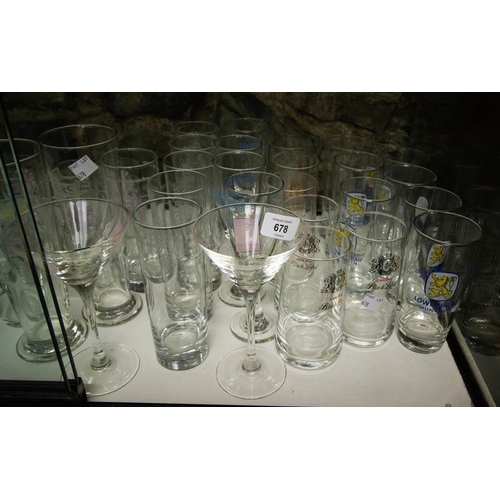 678 - SHELF OF MISC. GLASSES