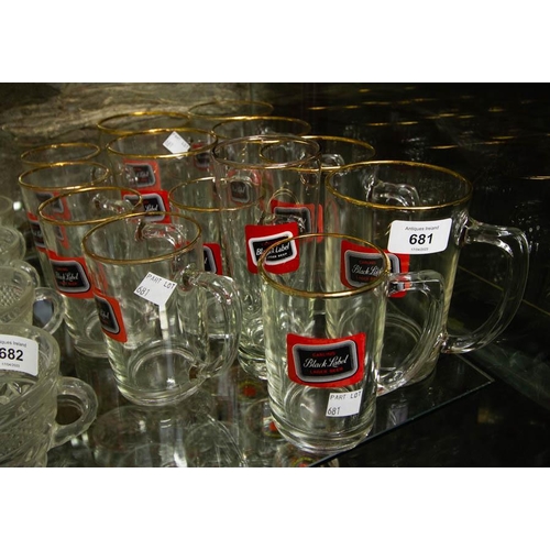 681 - 13 VINTAGE  BLACK LABEL GLASSES