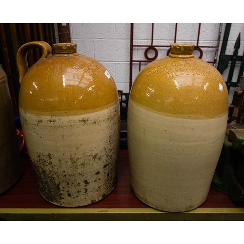 689 - 2 LARGE STONEWARE JARS 50H CM