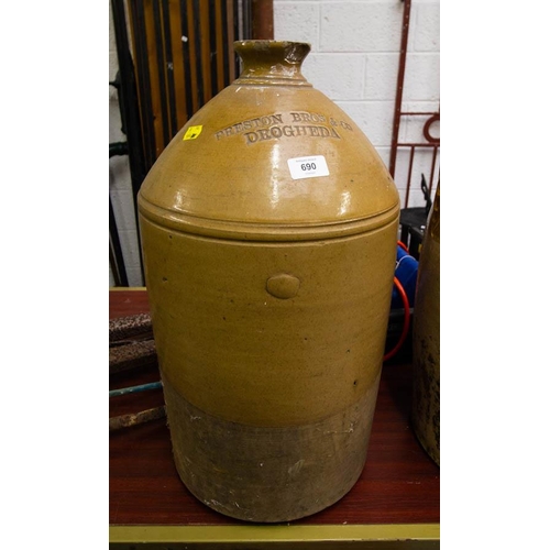 690 - LARGE STONE WARE JAR - PRESTON BROS. DROGHEDA