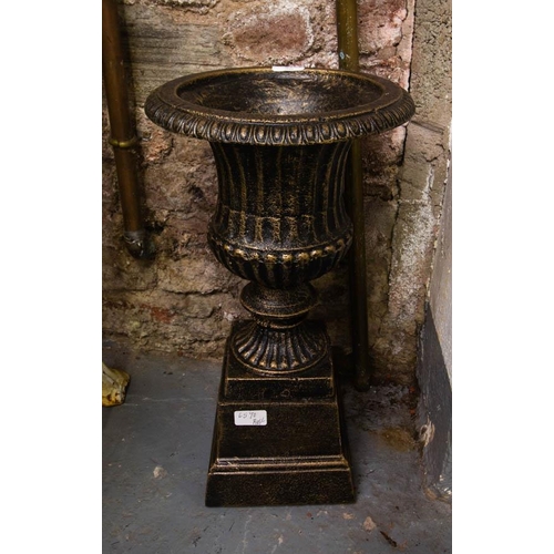 91 - PAIR OF SMALL BRONZED URNS 50CM HIGH