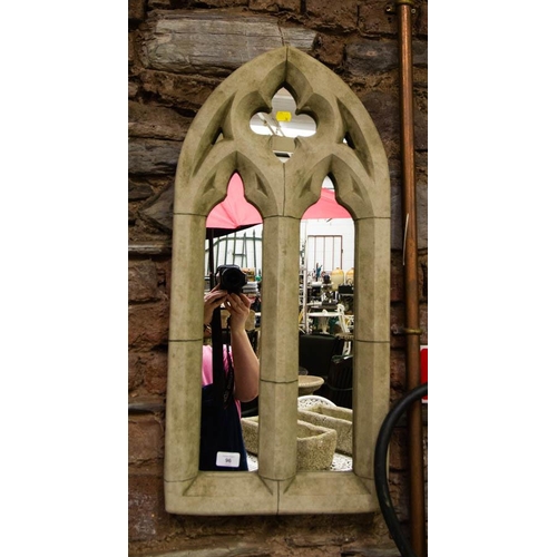 96 - STONE GOTHIC ARCH TOP MIRROR 38W X 80H CM