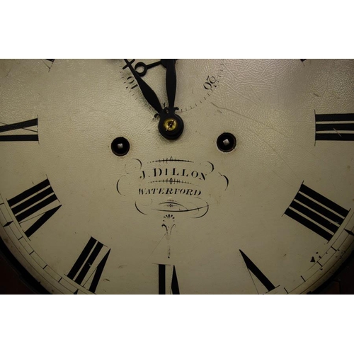 171 - ANTIQUE MAHOGANY LONG CASE CLOCK WITH PAINTED DIAL . J DILLON, WATERFORD WITH PROVENANCE. ( see atta... 