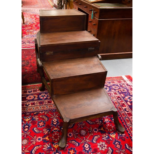 290 - HARDWOOD METAMORPHIC LIBRARY CHAIR COME LIBRARY STEPS - IN THE MANNER OF GILLOWS