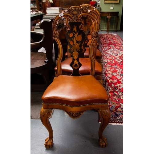 292 - SET OF 6 ORNATE INLAID BACK CHAIRS