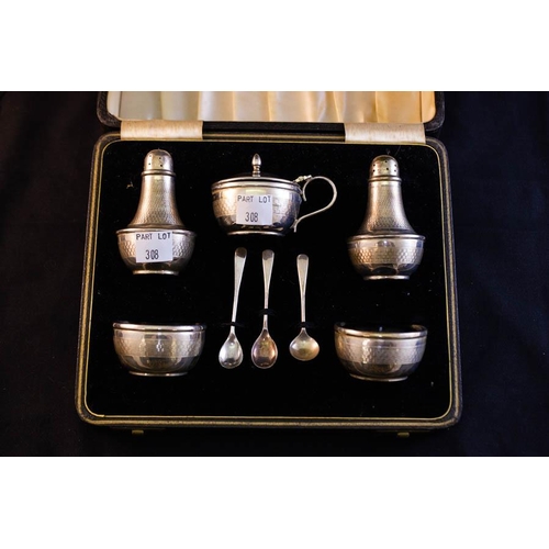 308 - SILVER CRUET SET IN CASE