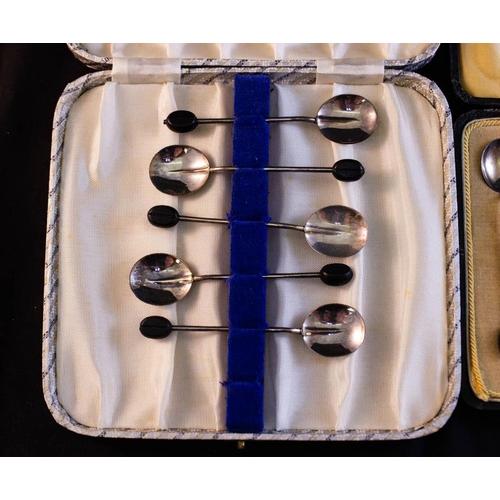 309 - 6 + 5 BOXED SILVER COFFEE BEAN SPOONS