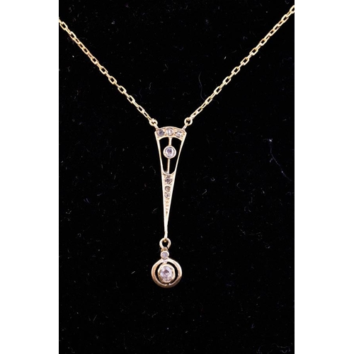 329 - 15K ART DECO DIAMOND PENDANT