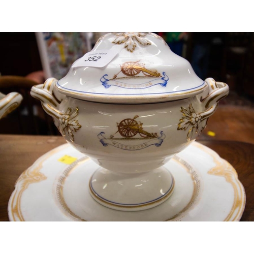 352 - WORCESTER TUREEN AND PLATE AND BOWL WITH WATERFORD CREST