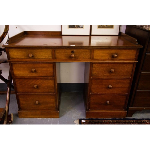 70 - ANTIQUE MAHOGANY WRITING DESK WITH GALLERY BACK 122 X 54CM X 90CM HIGH