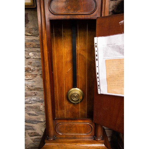 171 - ANTIQUE MAHOGANY LONG CASE CLOCK WITH PAINTED DIAL . J DILLON, WATERFORD WITH PROVENANCE. ( see atta... 