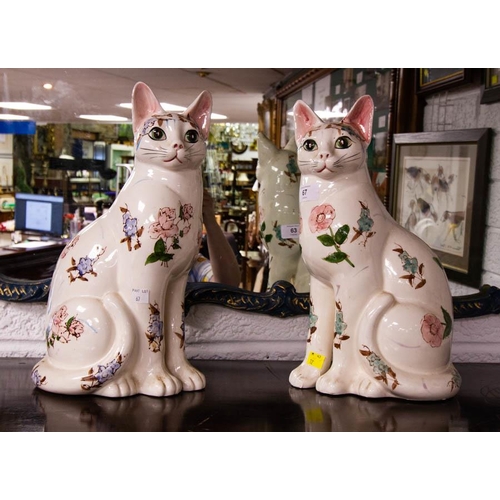 67 - PAIR OF LARGE CERAMIC CATS. 35CM HIGH