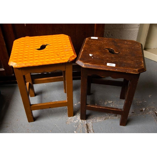 318 - PAIR OF QUALITY OLD PINE STOOLS