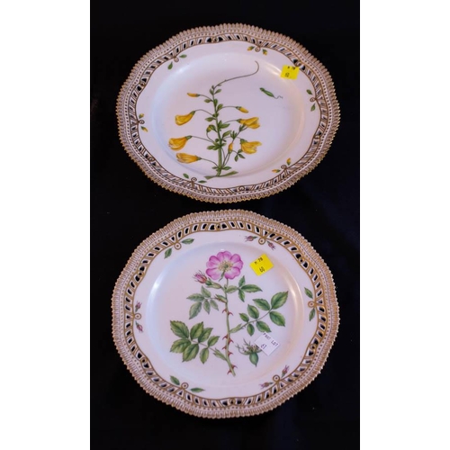 61A - 2 ROYAL COPENHAGEN FLORA DANICA PORCELAIN PLATES 23CM