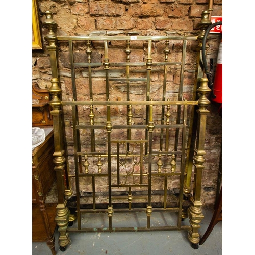 112 - PAIR OF QUALITY VICTORIAN BRASS BEDS COMPLETE WITH BASE AND MATTRESS. 102CM WIDE