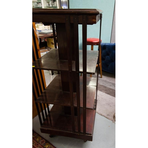 138 - MAHOGANY REVOLVING BOOKCASE 52 X 52 X 124H CM