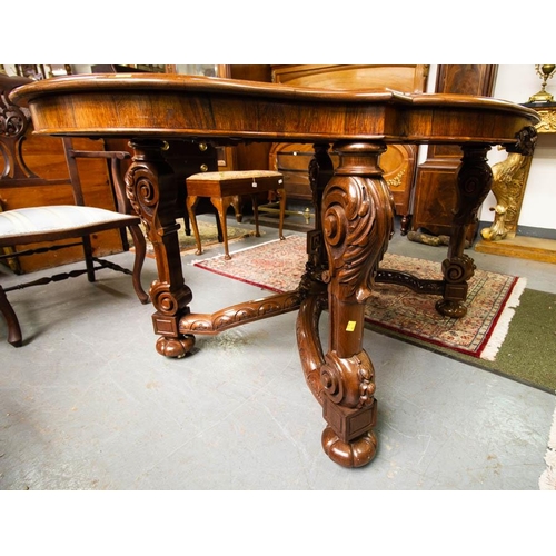 160 - QUALITY VICTORIAN ROSEWOOD SHAPED TOP CENTRE TABLE 154 X 110 X 74H CM