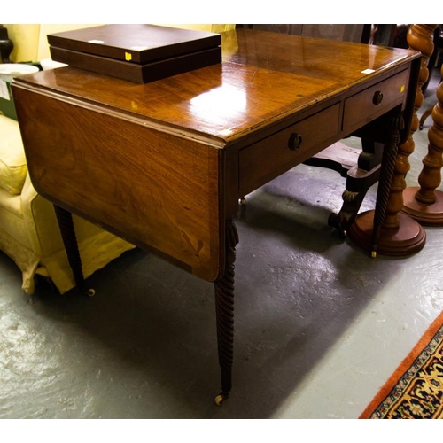 208 - ANTIQUE MAHOGANY SOFA TABLE WITH NELSON LEG 70 X 90 X 30CM