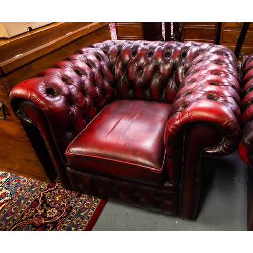 220 - BUTTON BACK CHESTERFIELD COUCH WITH MATCHING CHAIR