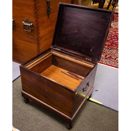 226 - ANTIQUE MAHOGANY LIFT TOP BOX. 50 X 40 X 45CM HIGH