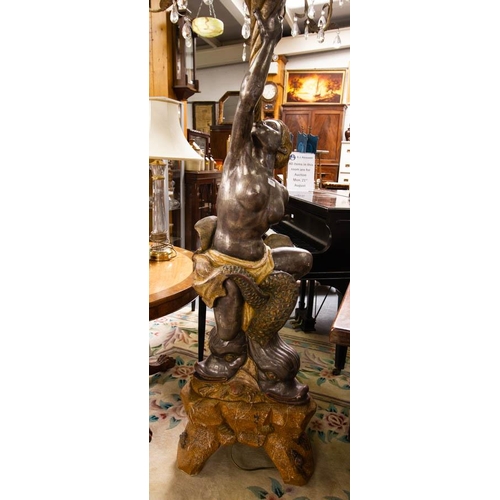 237 - CARVED FIGURE CHANDELIER LIGHT 220H CM