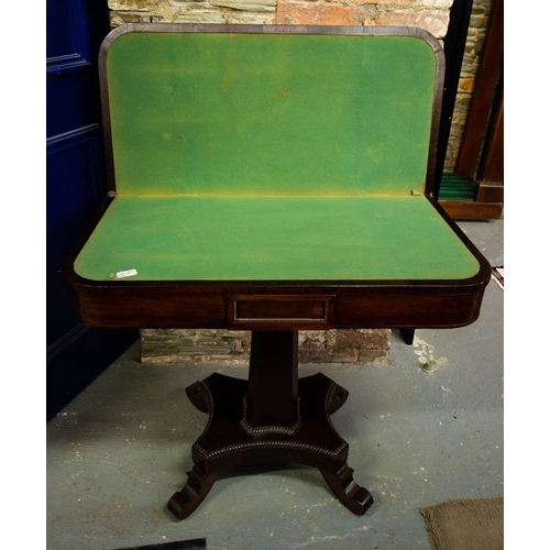 442 - VICTORIAN ROSEWOOD FOLD OVER CARD TABLE