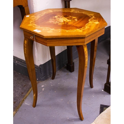 65 - INLAID ITALIAN MUSICAL TABLE. 46 DIAMETER X 58CM HIGH