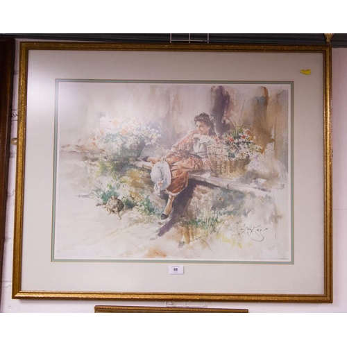 68 - PRINT IN GILT FRAME + 3 PRINTS