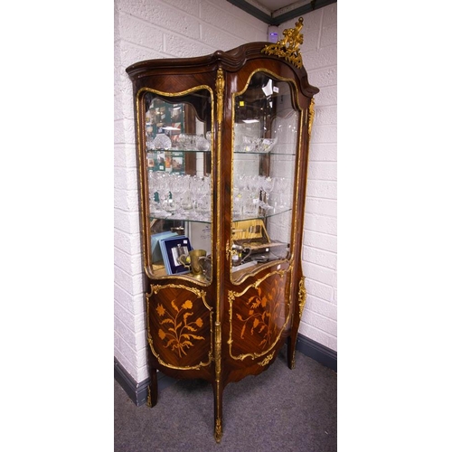 69 - FRENCH STYLE ORNATE SHAPE FRONT DISPLAY CABINET 90W X 45D X 200H CM