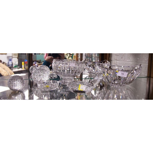 75 - 2 WATERFORD CRYSTAL BOWLS + 4 PIECES OF WATERFORD CRYSTAL