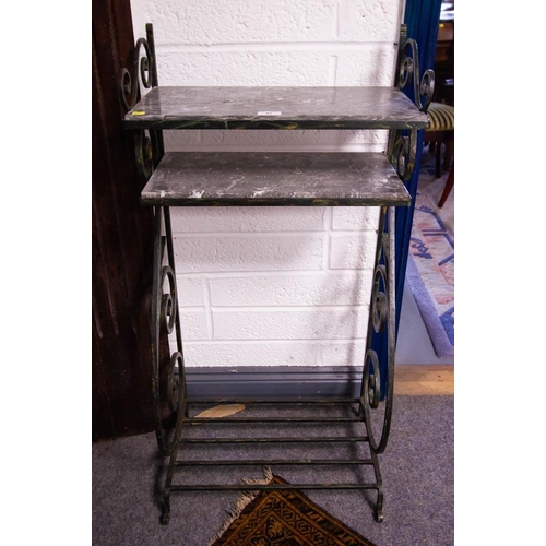 81 - FRENCH WROUGHT IRON MARBLE TOP SIDE TABLE 50W X 30D X 105H CM